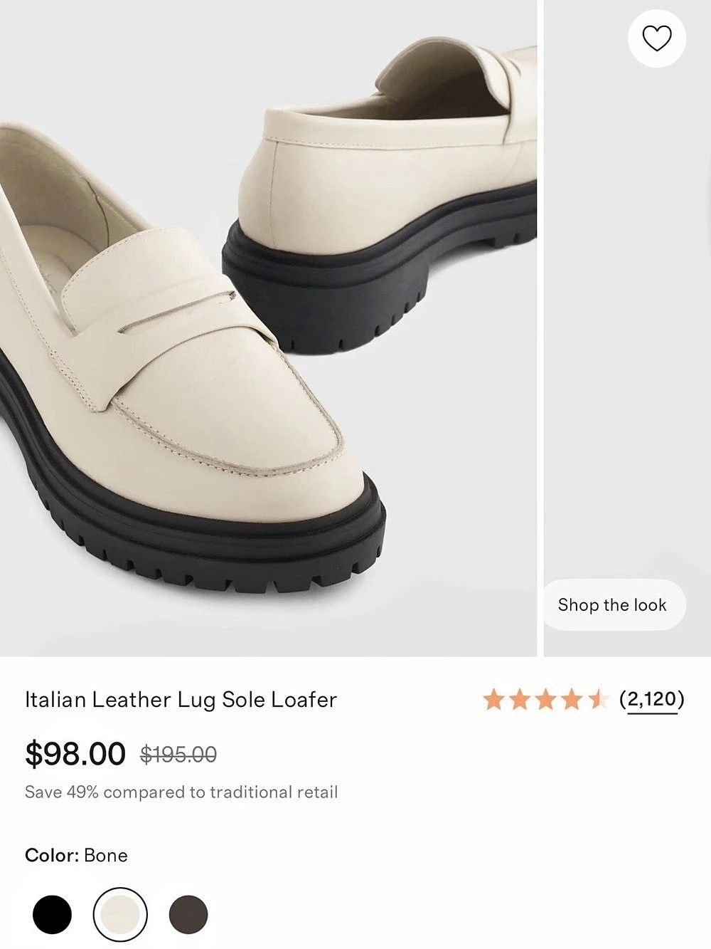 Quince Italian Leather Lug Sole Loafer Leather Lug Sole Loafers Bone US 7.5